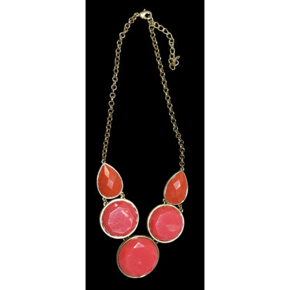Pink And Orange Faceted Gemmed Statement Necklace