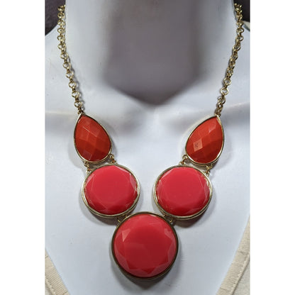Pink And Orange Faceted Gemmed Statement Necklace