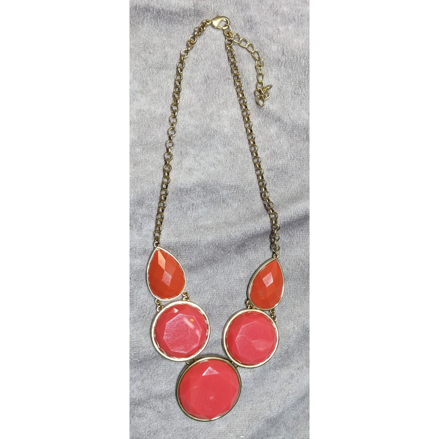 Pink And Orange Faceted Gemmed Statement Necklace