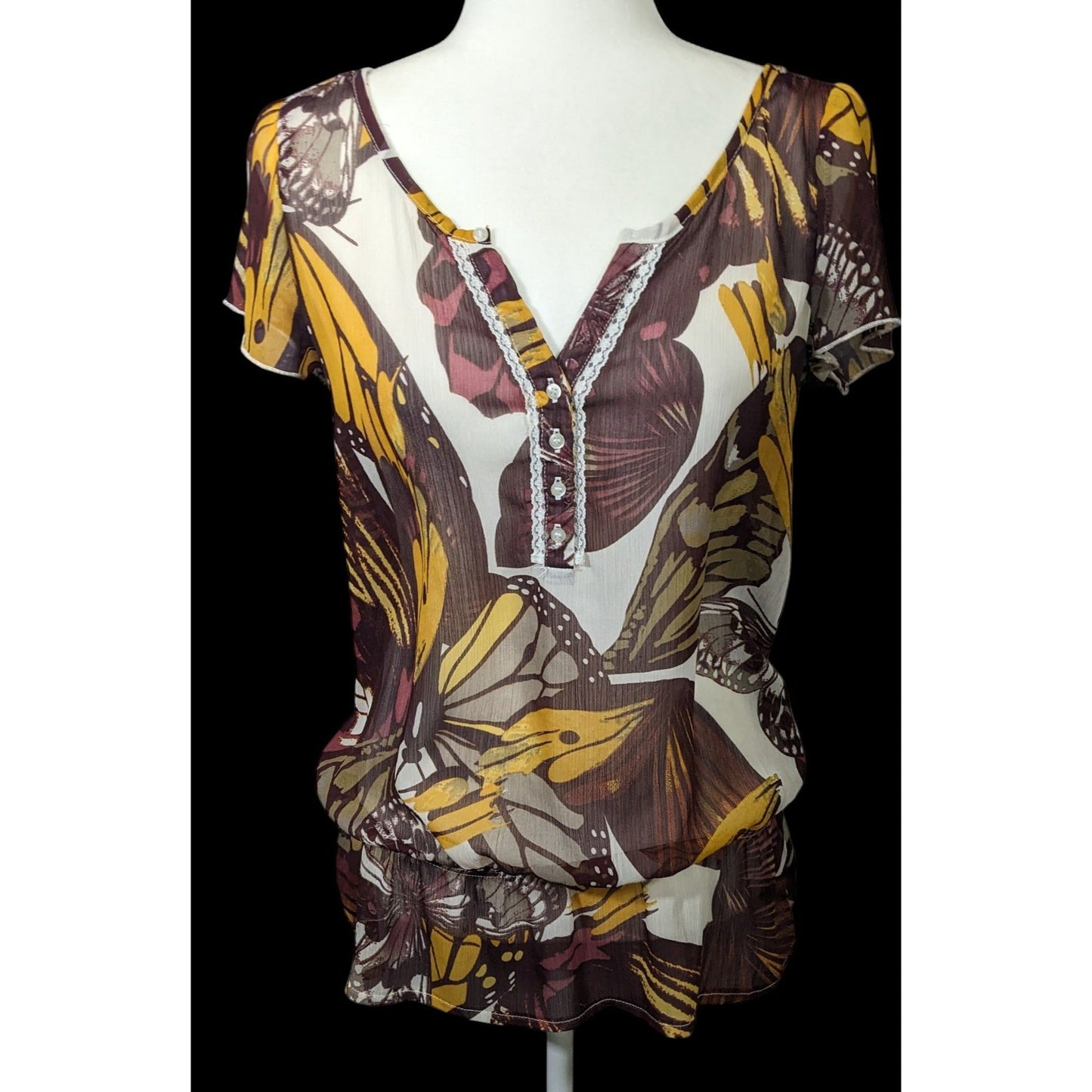 Vintage Royal Chicks Bohemian Butterfly Semi Sheer Top Size Medium