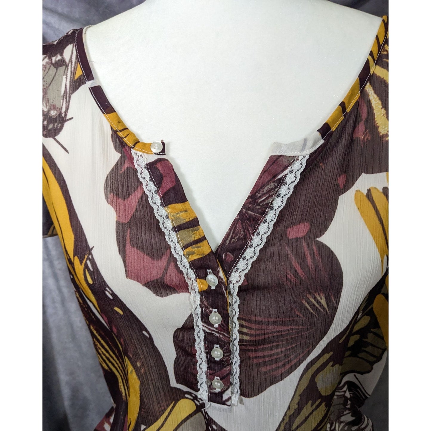 Vintage Royal Chicks Bohemian Butterfly Semi Sheer Top Size Medium