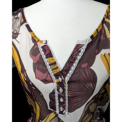 Vintage Royal Chicks Bohemian Butterfly Semi Sheer Top Size Medium