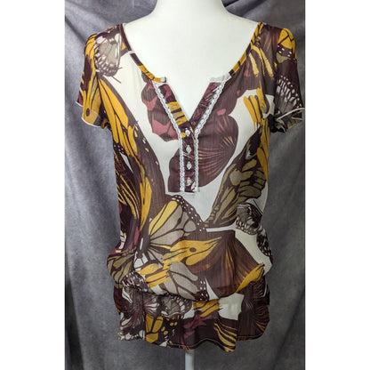 Vintage Royal Chicks Bohemian Butterfly Semi Sheer Top Size Medium