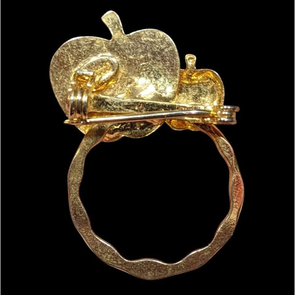 Detti Originals Teacher Apple Gold Tone Brooch