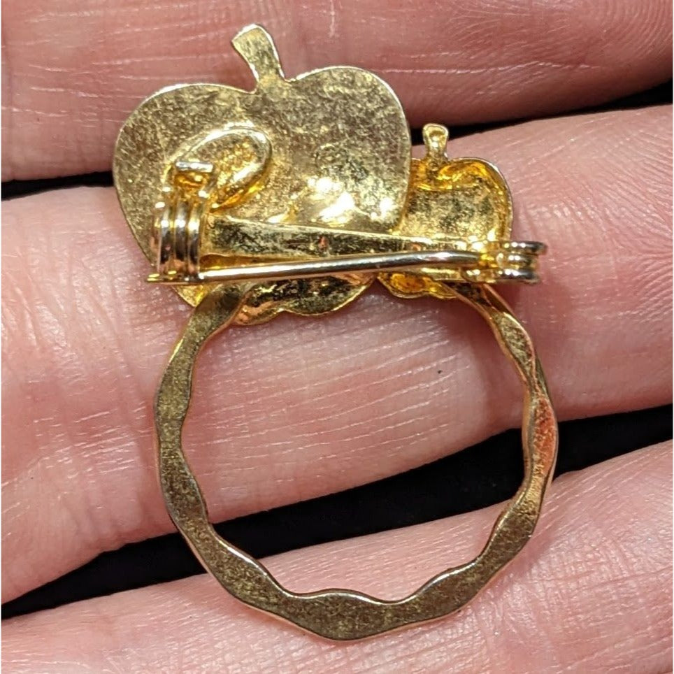 Detti Originals Teacher Apple Gold Tone Brooch
