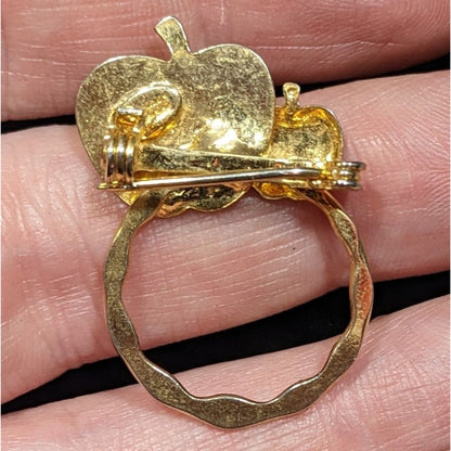 Detti Originals Teacher Apple Gold Tone Brooch