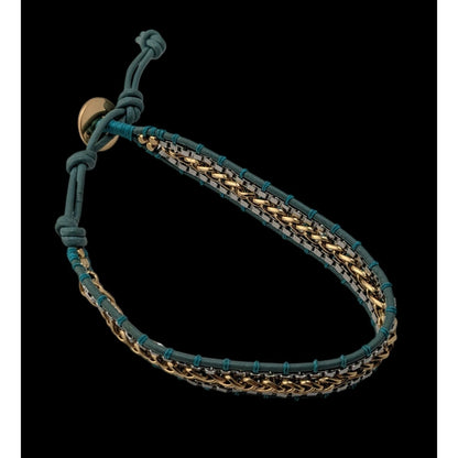 Stella & Dot Foundation Bracelet Adjustable Chain Leather Boho Chic