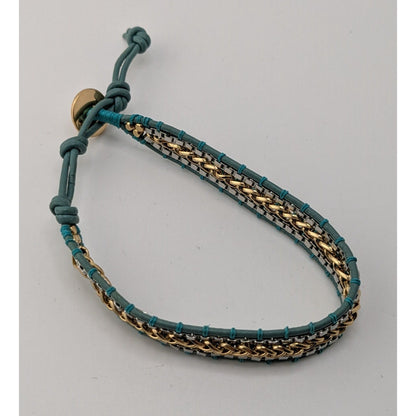 Stella & Dot Foundation Bracelet Adjustable Chain Leather Boho Chic