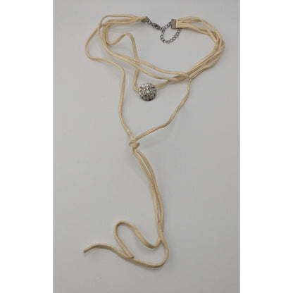 Faux Suede Layered Necklace Cream Floral Pendant Boho Festival Jewelry