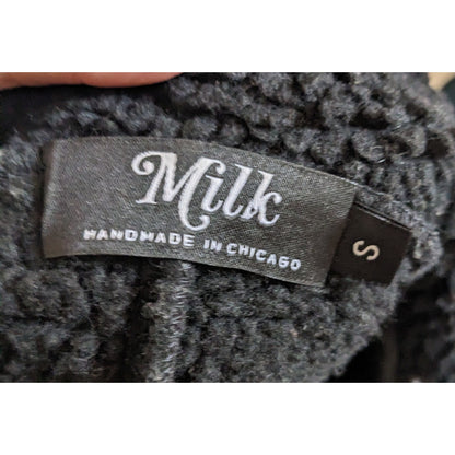 Milk Faux Suede Black Zipper Accent Moto Jacket Size Small