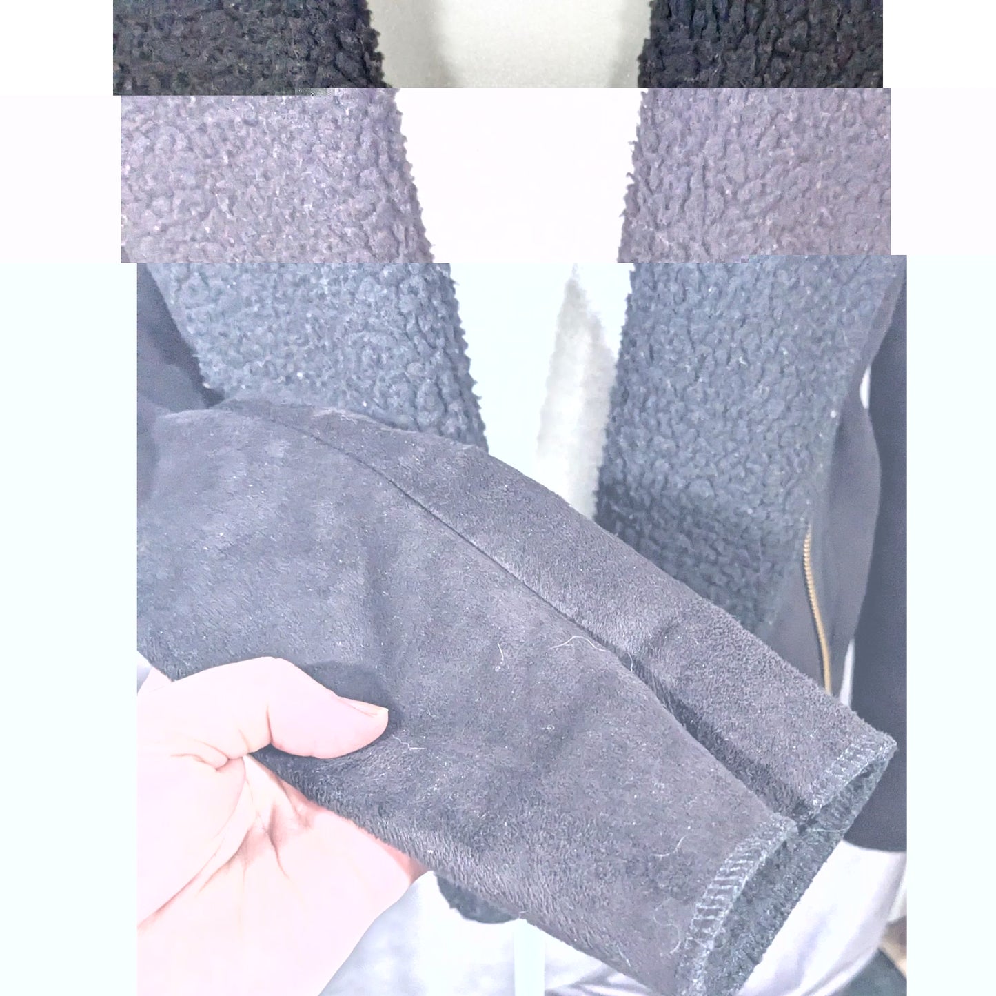 Milk Faux Suede Black Zipper Accent Moto Jacket Size Small