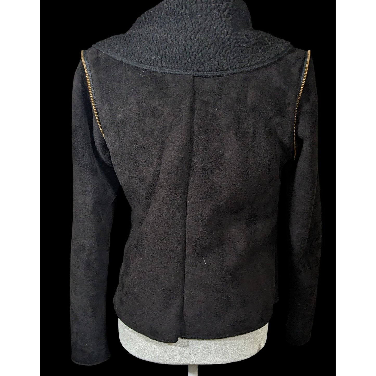 Milk Faux Suede Black Zipper Accent Moto Jacket Size Small