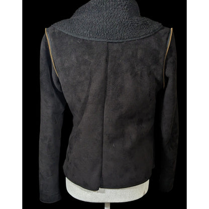 Milk Faux Suede Black Zipper Accent Moto Jacket Size Small