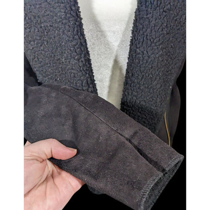 Milk Faux Suede Black Zipper Accent Moto Jacket Size Small