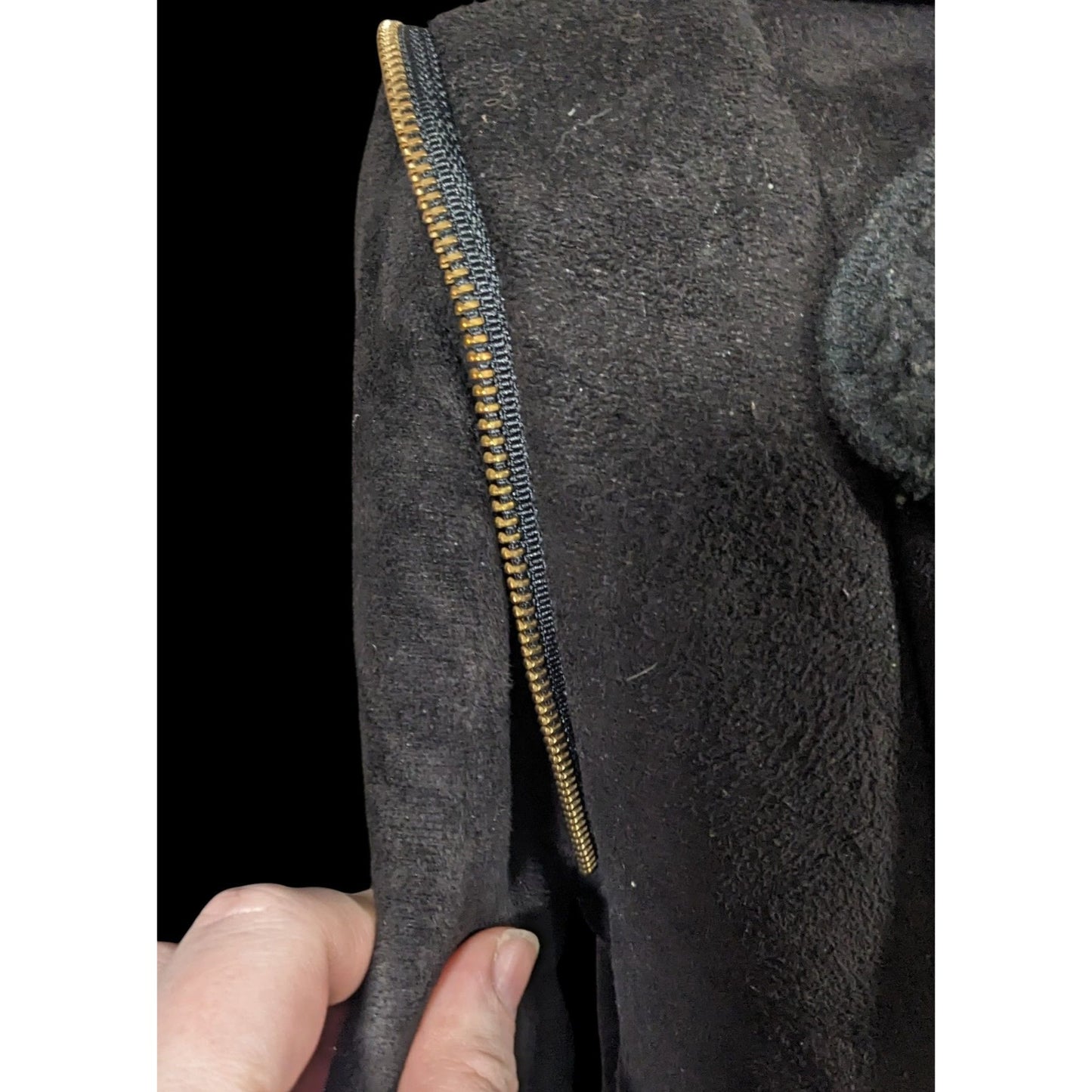 Milk Faux Suede Black Zipper Accent Moto Jacket Size Small