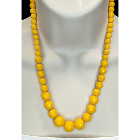 Vintage Yellow Beaded Necklace Retro Casual Statement Jewelry