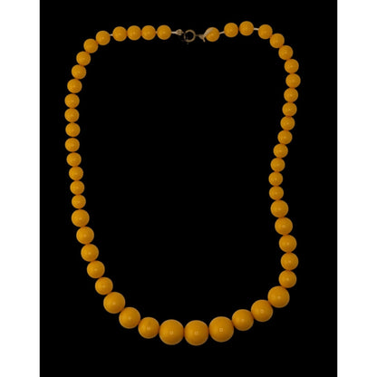 Vintage Yellow Beaded Necklace Retro Casual Statement Jewelry
