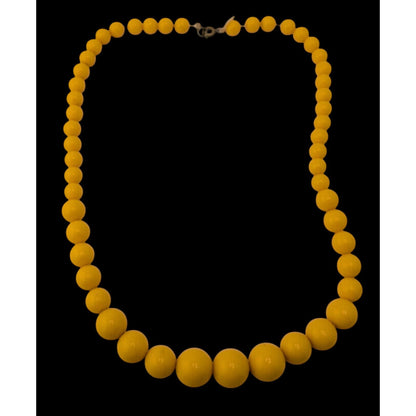 Vintage Yellow Beaded Necklace Retro Casual Statement Jewelry