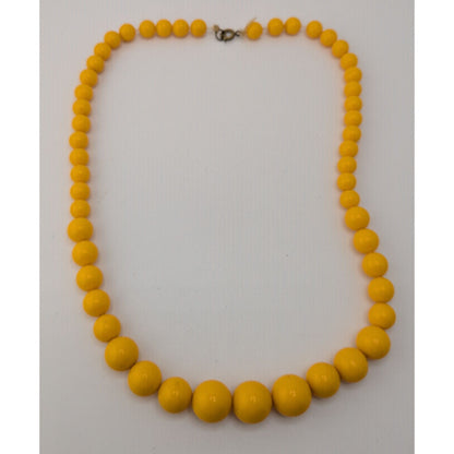 Vintage Yellow Beaded Necklace Retro Casual Statement Jewelry