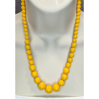 Vintage Yellow Beaded Necklace Retro Casual Statement Jewelry