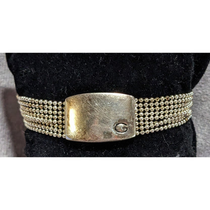 Y2K Glam Vintage Guess Multi Strand Silver Tone Beaded Chain Statement Bracelet