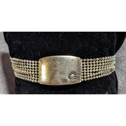 Y2K Glam Vintage Guess Multi Strand Silver Tone Beaded Chain Statement Bracelet