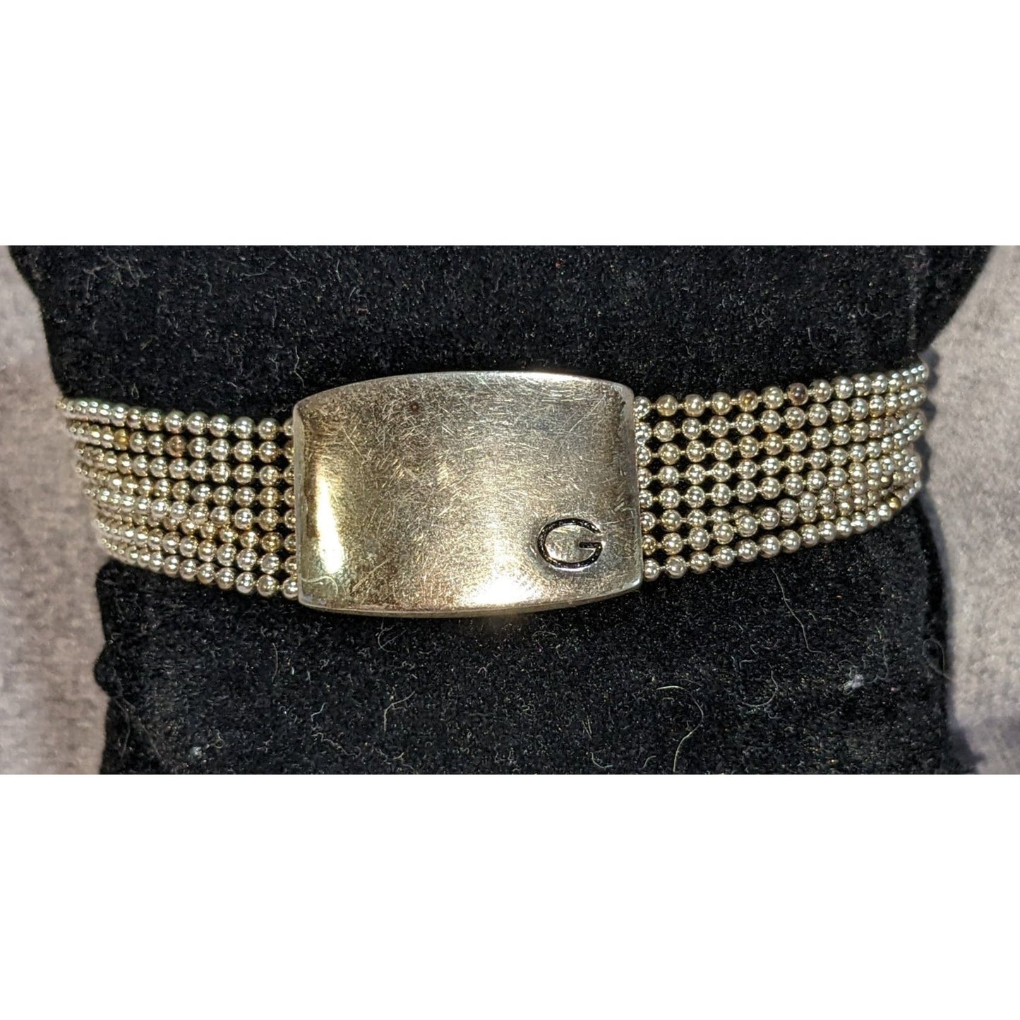 Y2K Glam Vintage Guess Multi Strand Silver Tone Beaded Chain Statement Bracelet
