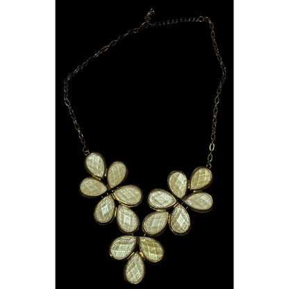 Vintage Yellow Floral Shimmer Statement Necklace