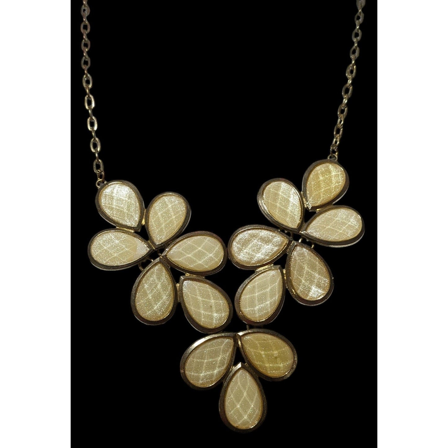 Vintage Yellow Floral Shimmer Statement Necklace