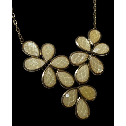 Vintage Yellow Floral Shimmer Statement Necklace