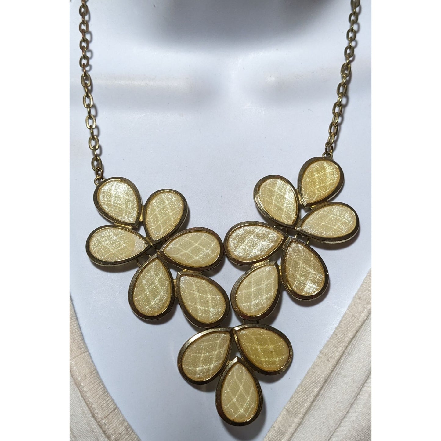 Vintage Yellow Floral Shimmer Statement Necklace