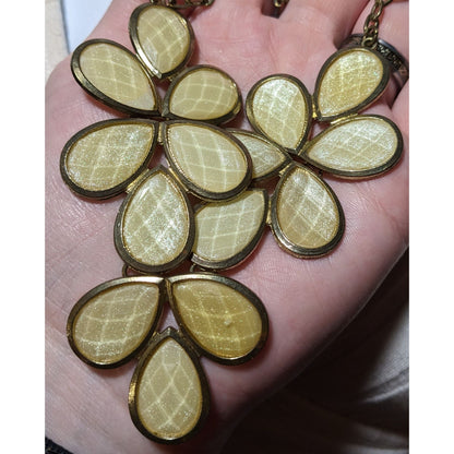 Vintage Yellow Floral Shimmer Statement Necklace