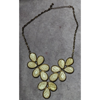 Vintage Yellow Floral Shimmer Statement Necklace