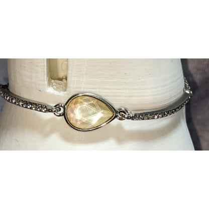 Glam Vintage Premier Designs Crystal Teardrop Silver Tone Adjustable Bracelet