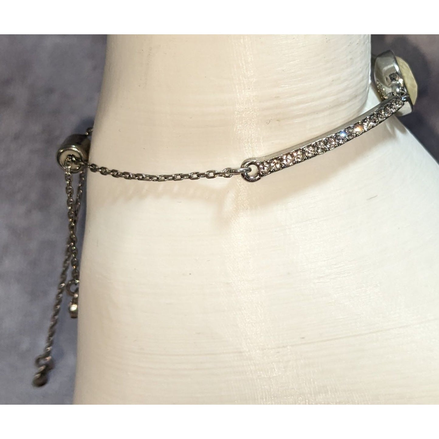 Glam Vintage Premier Designs Crystal Teardrop Silver Tone Adjustable Bracelet