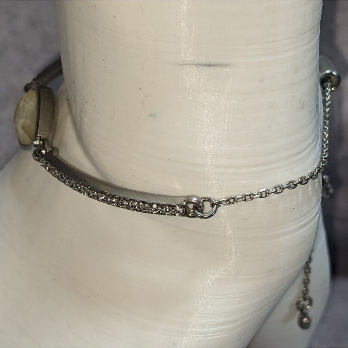 Glam Vintage Premier Designs Crystal Teardrop Silver Tone Adjustable Bracelet