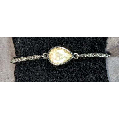 Glam Vintage Premier Designs Crystal Teardrop Silver Tone Adjustable Bracelet