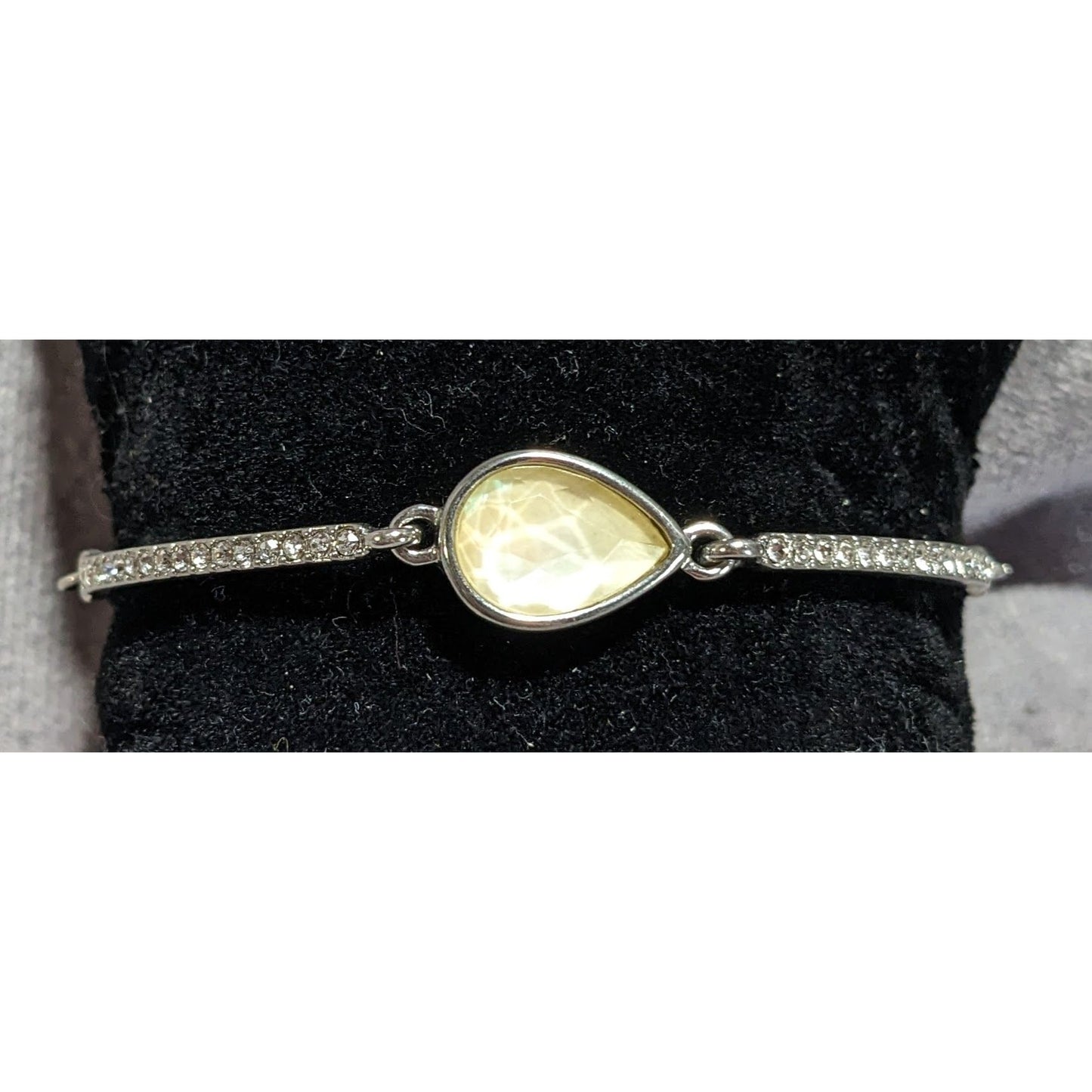 Glam Vintage Premier Designs Crystal Teardrop Silver Tone Adjustable Bracelet