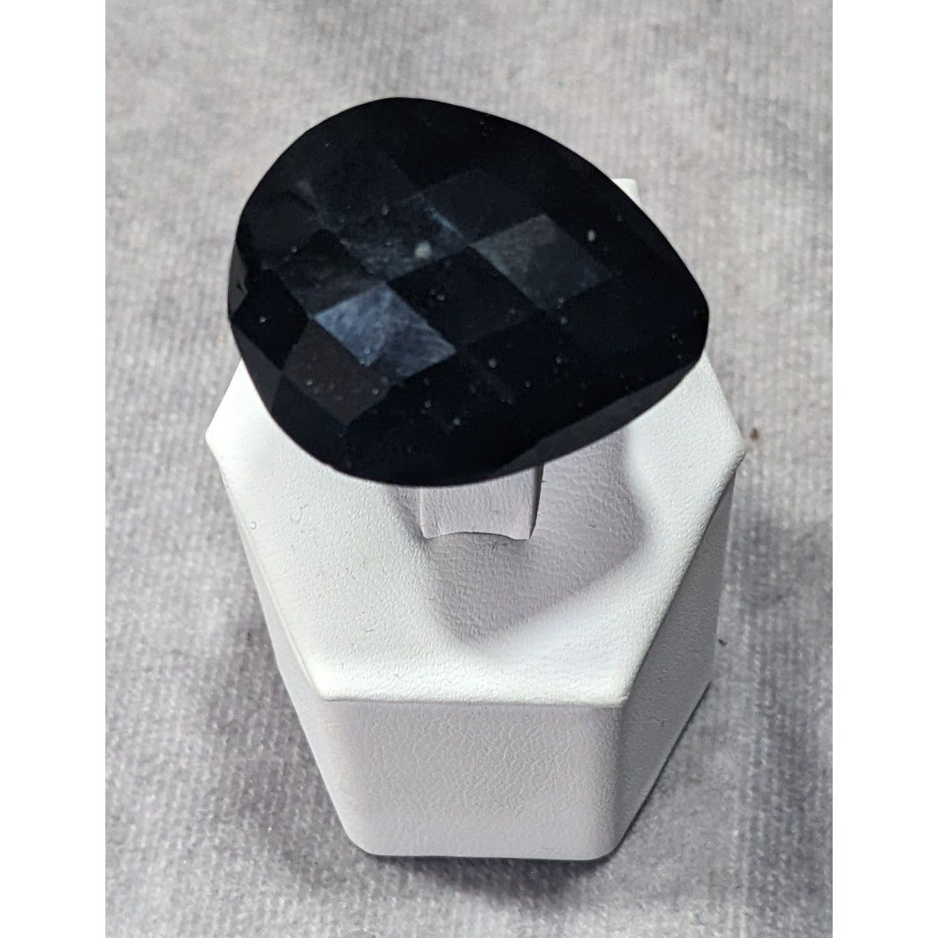 Glam Goth Faceted Teardrop Heavy Black Ring Size 8 1/2