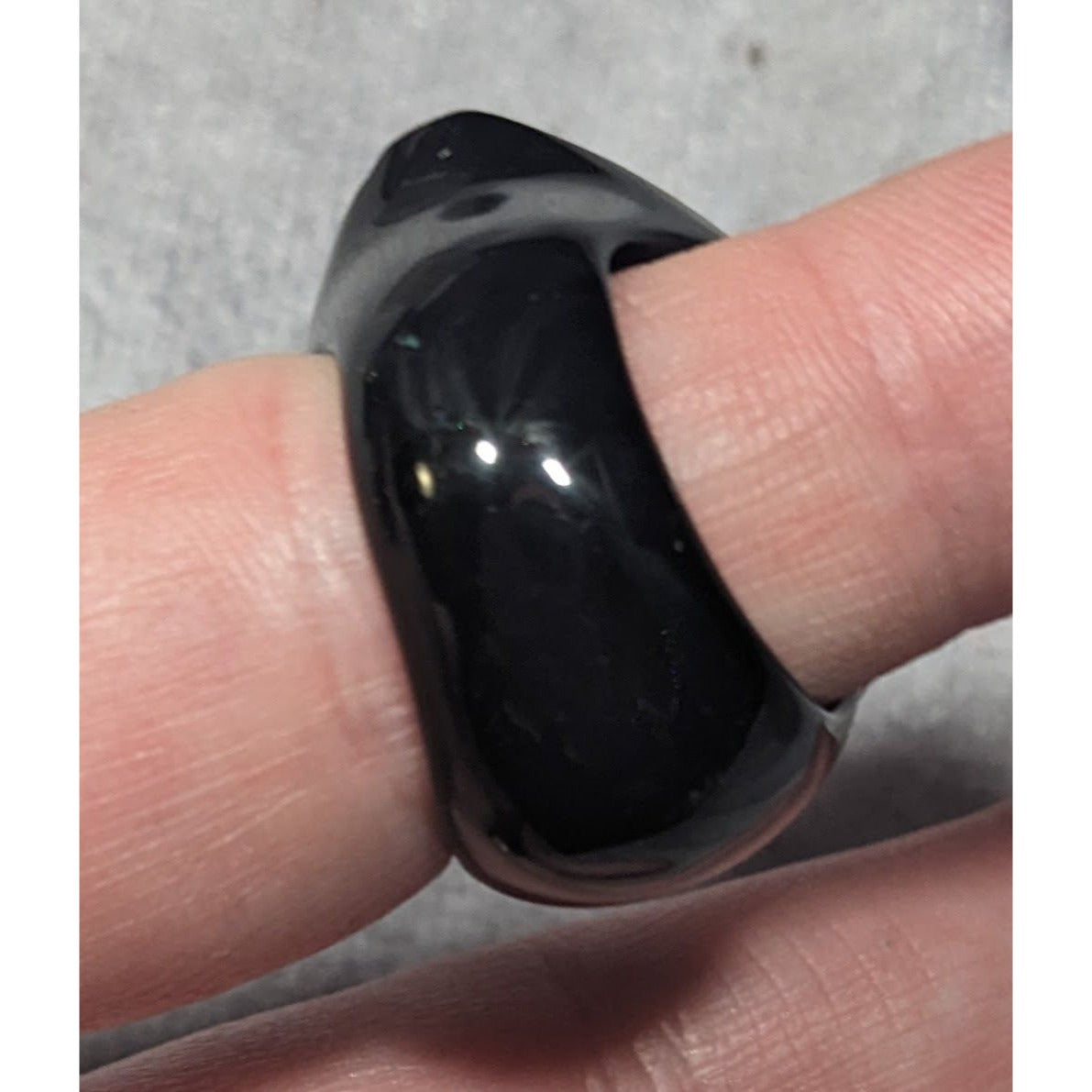 Glam Goth Faceted Teardrop Heavy Black Ring Size 8 1/2