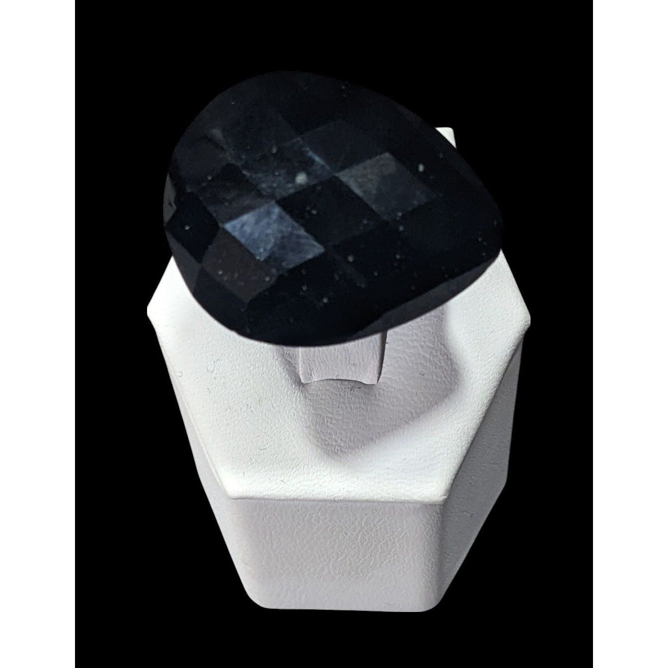 Glam Goth Faceted Teardrop Heavy Black Ring Size 8 1/2