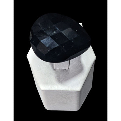 Glam Goth Faceted Teardrop Heavy Black Ring Size 8 1/2