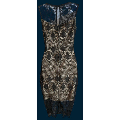 Bisou Bisou Lace Overlay Dress Black Nude Knee Length Elegant Cocktail