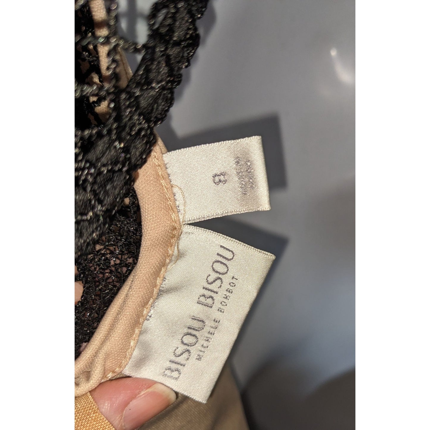 Bisou Bisou Lace Overlay Dress Black Nude Knee Length Elegant Cocktail