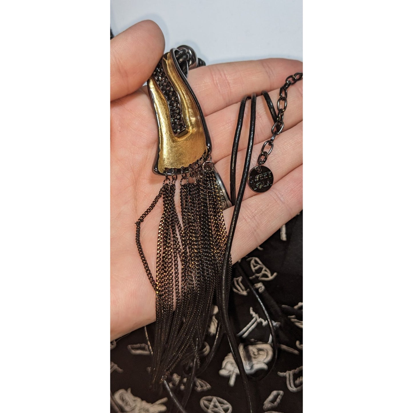Sweet Lola Gothic Black & Gold Tassel Pendant Necklace