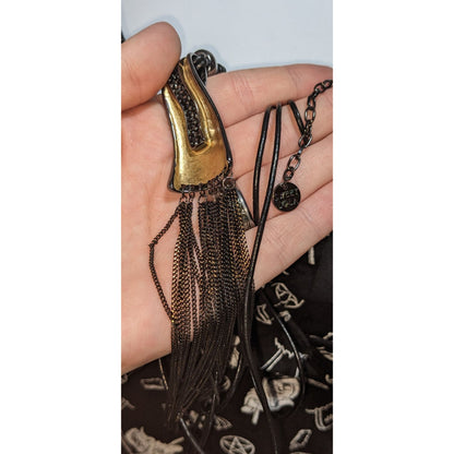 Sweet Lola Gothic Black & Gold Tassel Pendant Necklace