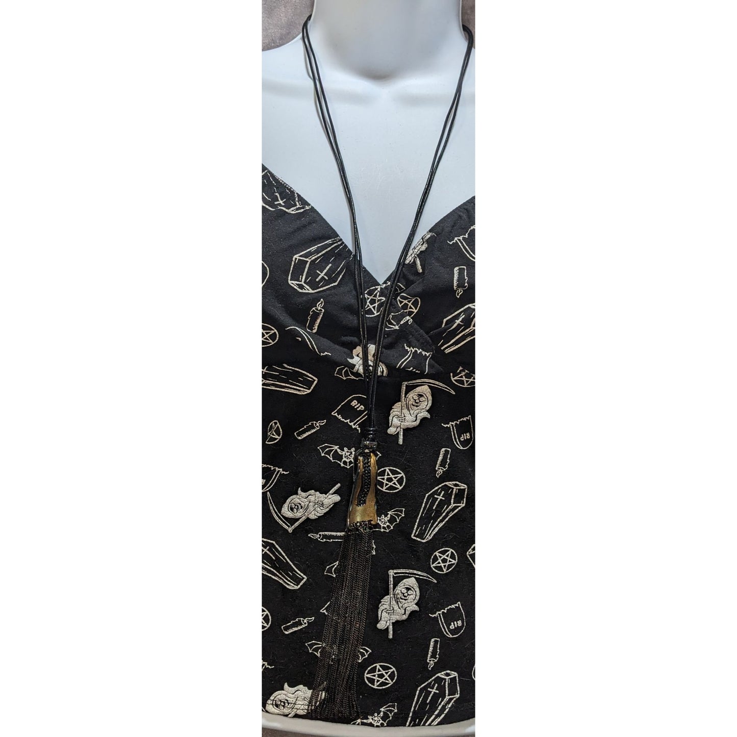 Sweet Lola Gothic Black & Gold Tassel Pendant Necklace