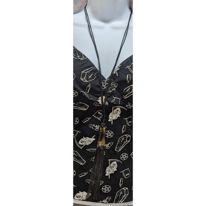 Sweet Lola Gothic Black & Gold Tassel Pendant Necklace