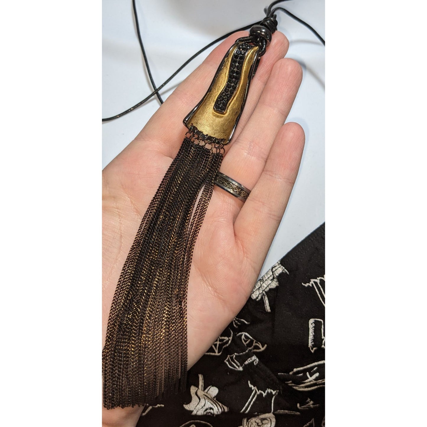 Sweet Lola Gothic Black & Gold Tassel Pendant Necklace