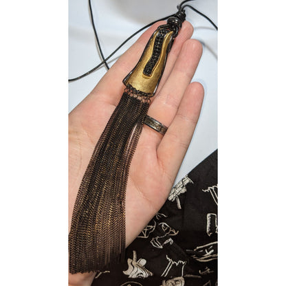Sweet Lola Gothic Black & Gold Tassel Pendant Necklace